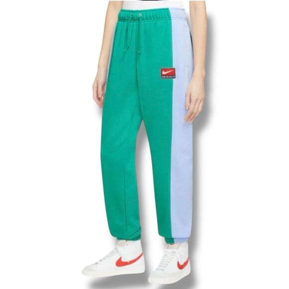 Nike Pants - Nike Sweatpants WMNS XL Green Colorblock Tapered Fleece Sporty Swoosh Activewear